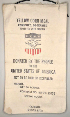 JFK Kennedy Alliance for Progress Latin American Aid Unused Corn Meal Sack 1960 