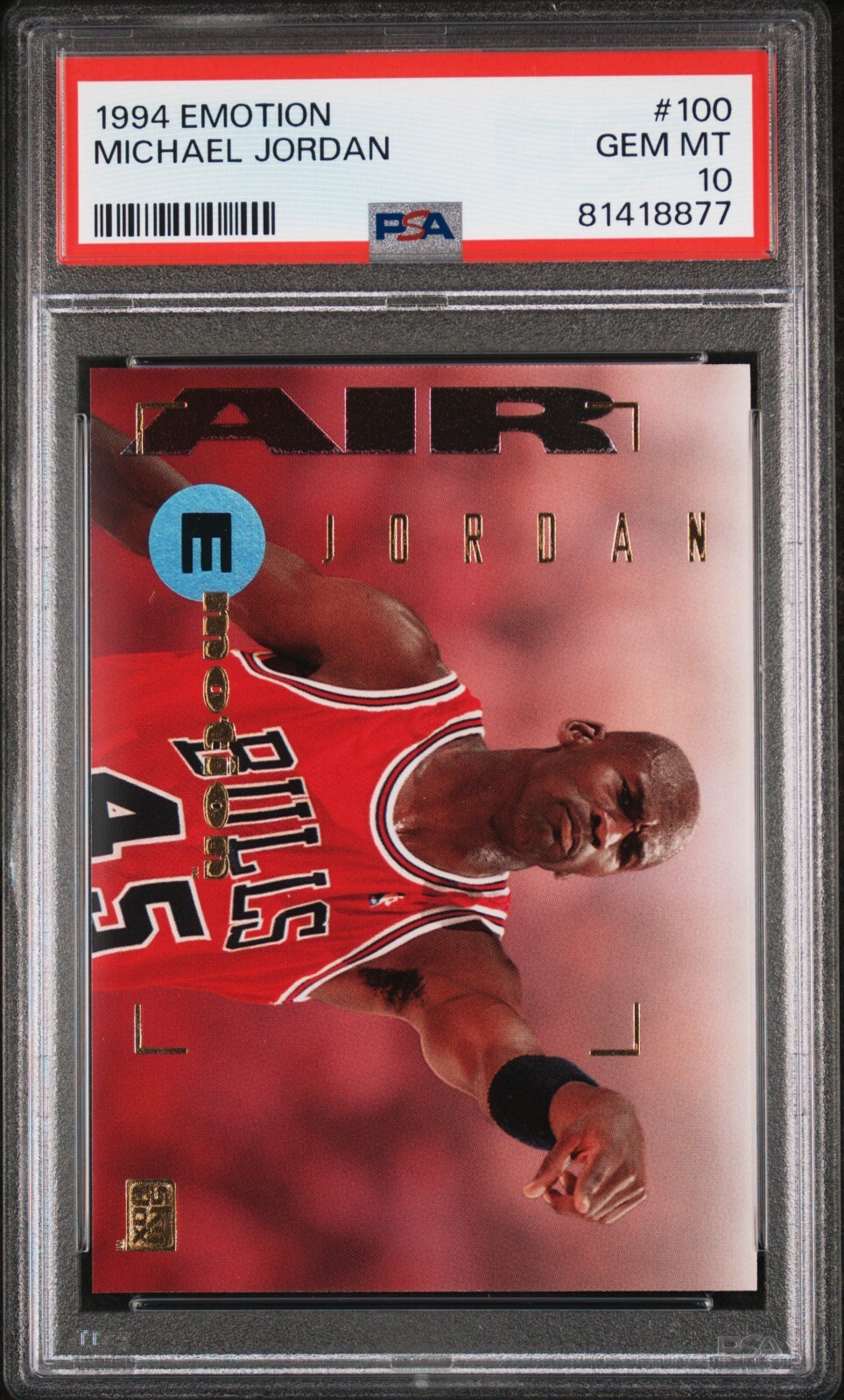 1994 Skybox Emotion #100 Michael Jordan Wearing #45 PSA 10