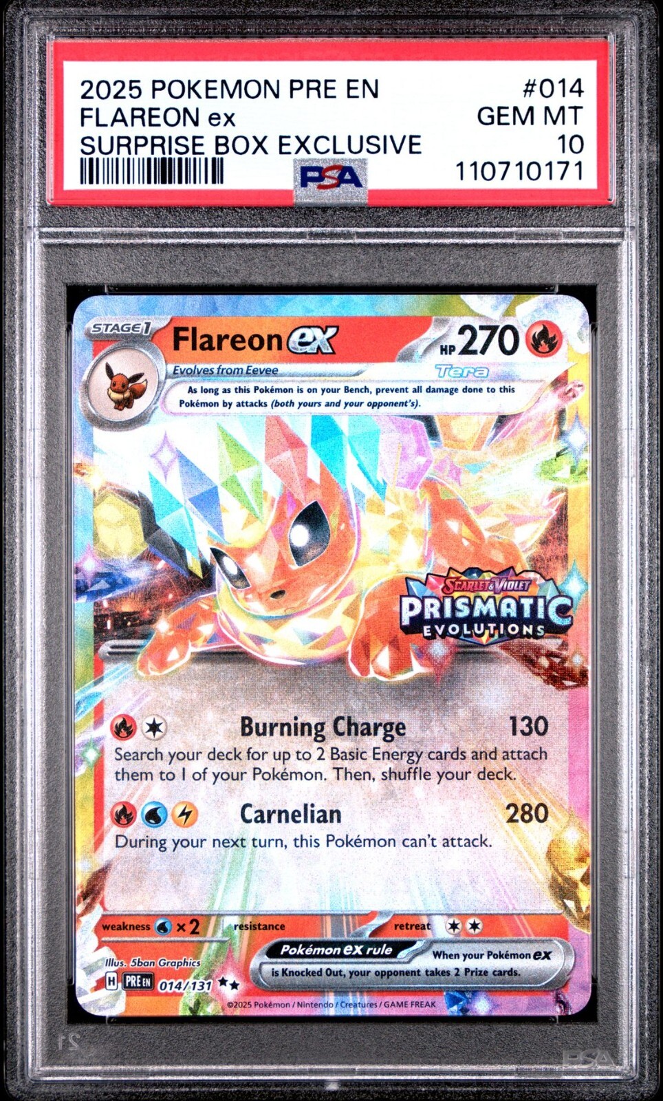 Flareon EX PSA 10 Gem Mint - Prismatic Evolutions Stamp 014