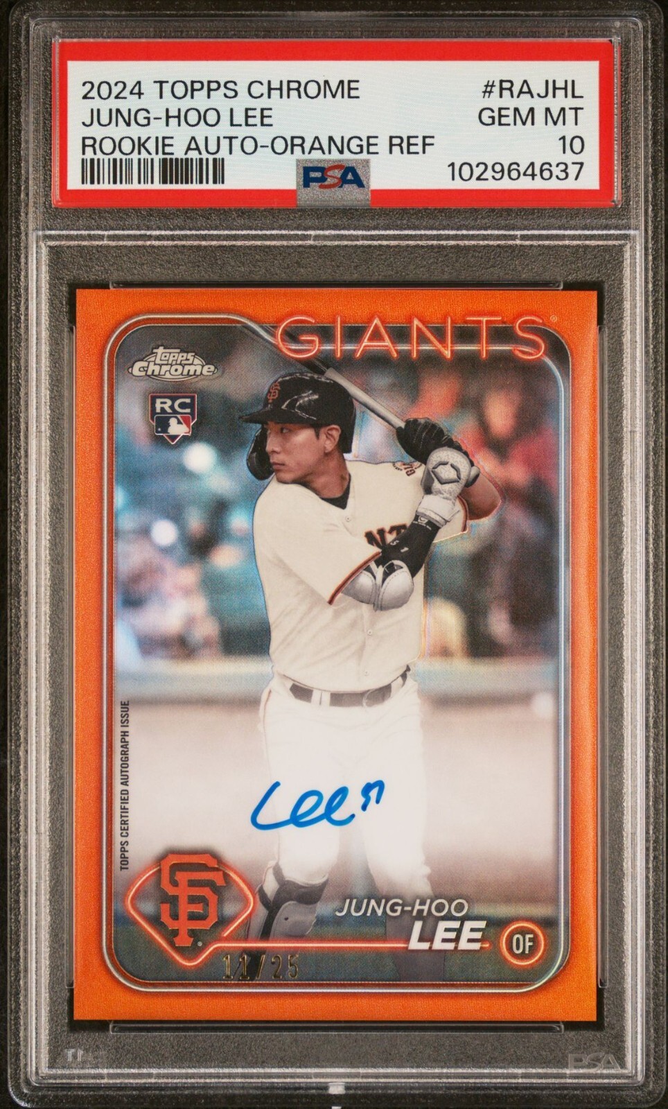 Jung-Hoo Lee 2024 Topps Chrome True Orange PSA Gem Mint 10