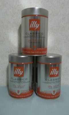 3 illy Classico Classic Roast 100% Arabica Gound Coffee 3 cans 8.8 oz ea