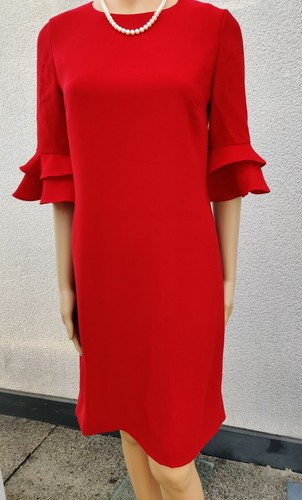 NEW HOBBS TUNIC DRESS SIZE UK 8 US 4 RED 100% POLYESTER