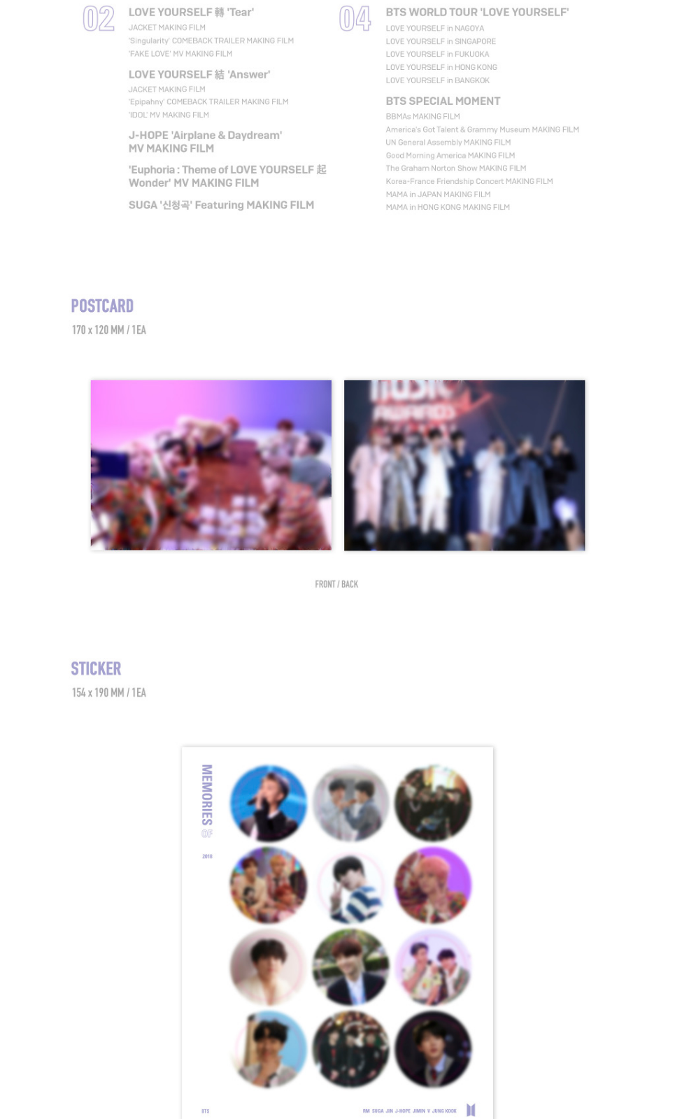 Bts Memories Of 18 Blu Ray Postcard Sticker Paper Frame Photocard Gift Ebay