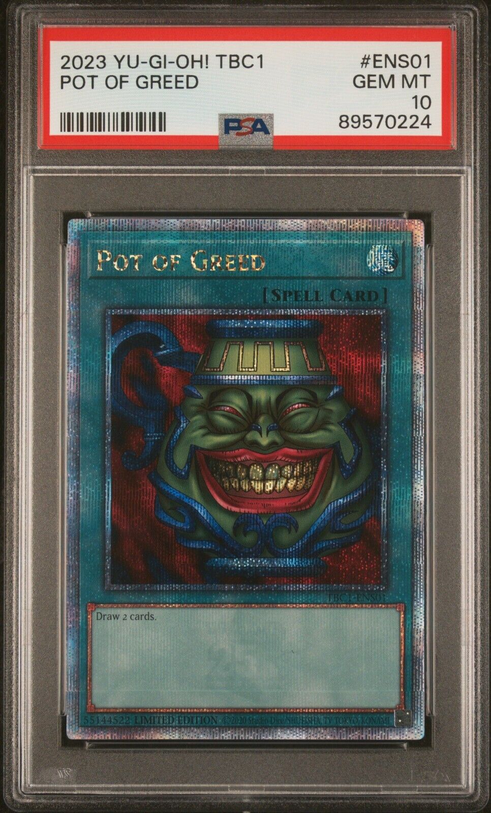 Yugioh PSA 10 2023 Pot of Greed TBC1-ENS01 Quarter Century Yugioh PSA 10 2023 Pot of Greed TBC1-ENS01 Quarter Century