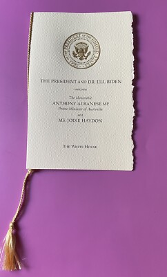 BIDEN WHITE HOUSE ALBANESE PM AUSTRALIA STATE VISIT PROGRAM 2023 GOLD EAGLE SEAL