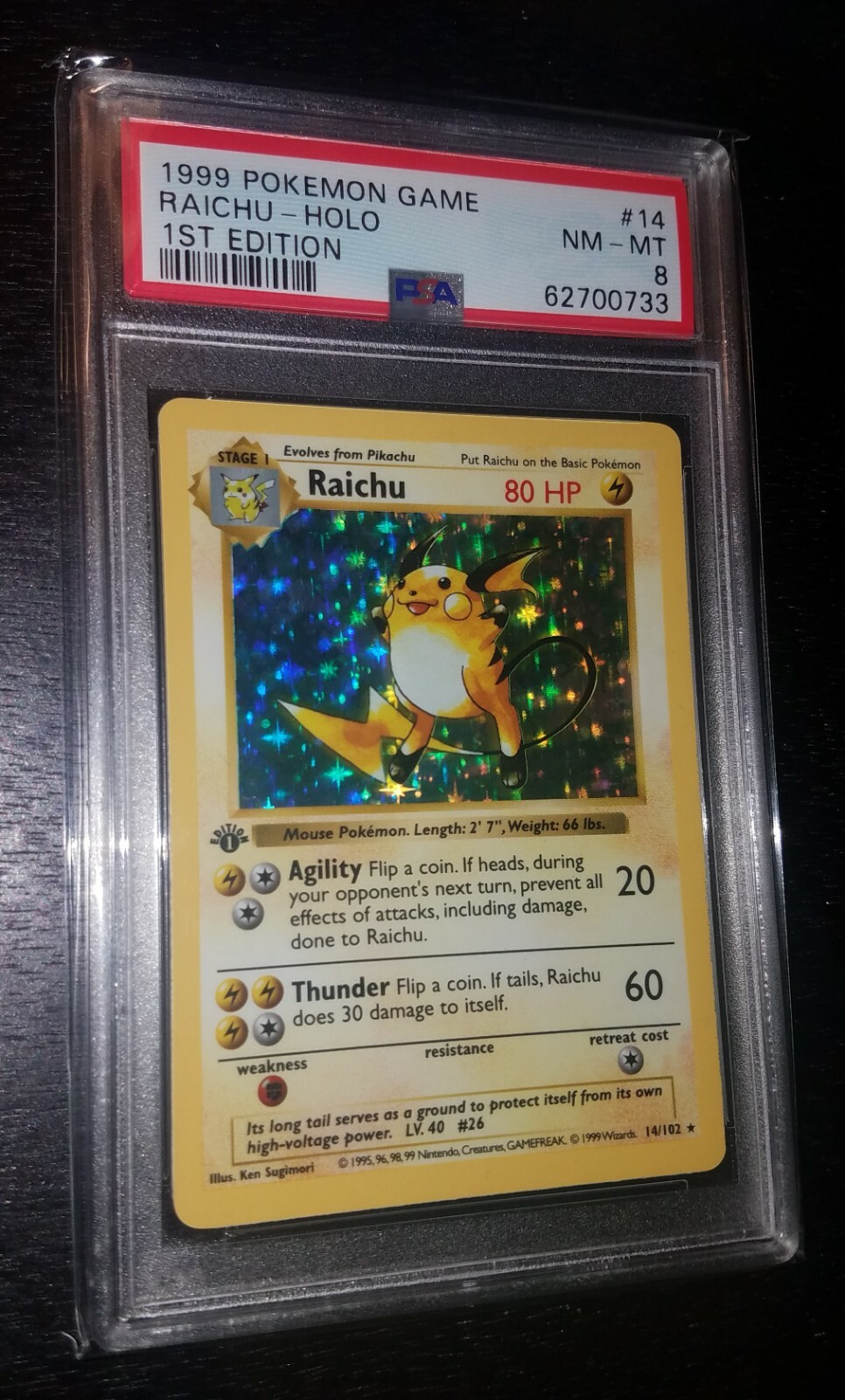1999 Pokemon Base Set- 1st Edition Shadowless Holo- Raichu