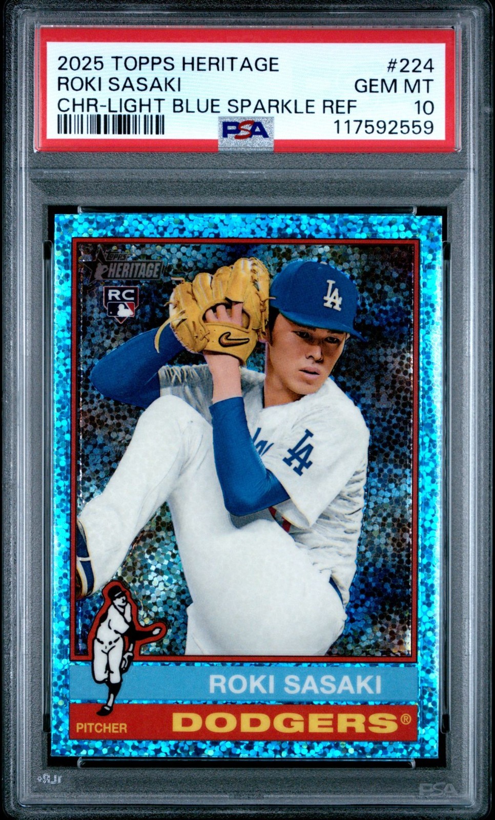 Roki Sasaki 2025 Topps Heritage #224 Chrome Light Blue