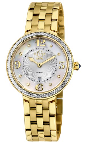 Pre-owned Gv2 By Gevril Women's 12901b Verona Mop Dial Diamond Swiss Quartz Ipyg Watch
