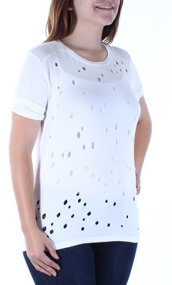 

MARONIE Женская футболка с короткими рукавами цвета слоновой кости, декорированная драгоценными камнями, размер, Цвет слоновой кости