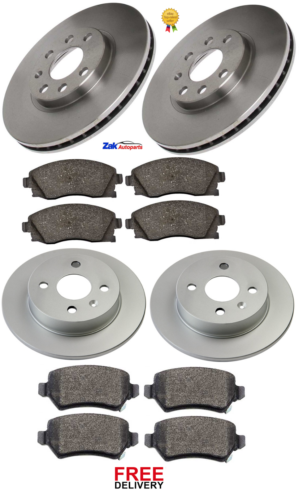 FOR VAUXHALL MERIVA 1.4 16V (20032010) FRONT & REAR BRAKE DISCS & PADS