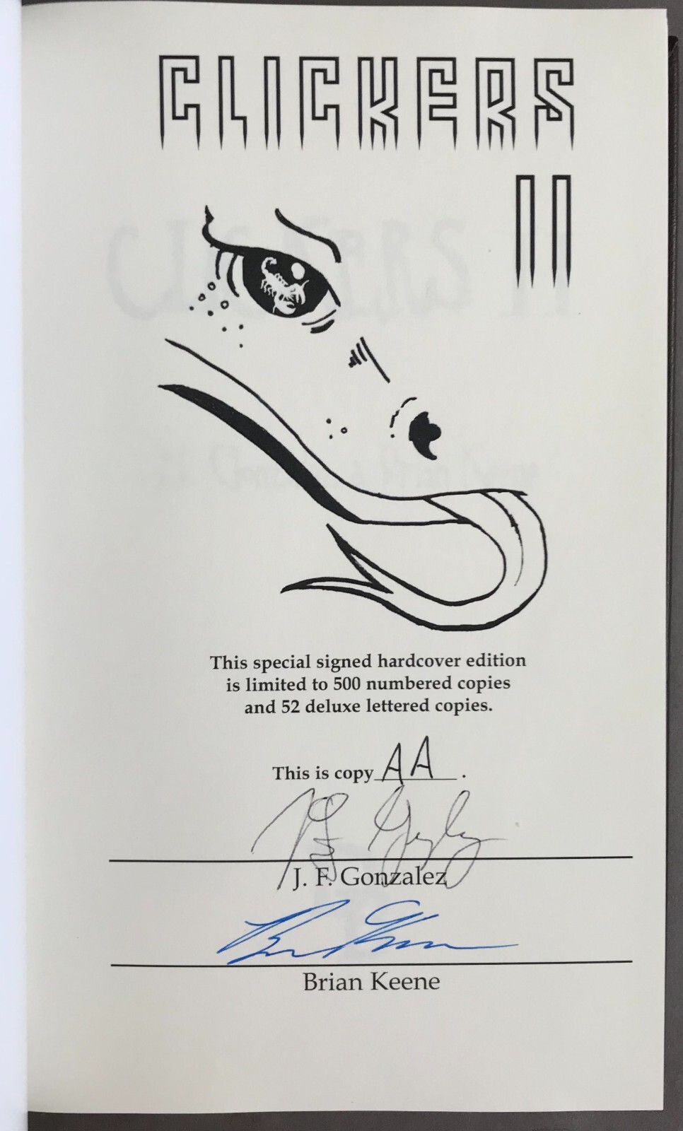 SIGNED/Limited J.F. Gonzalez and Brian Keene Clickers II