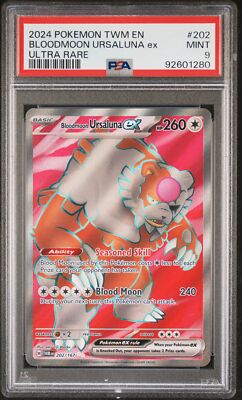 PSA 9 Bloodmoon Ursaluna Ex Ultra Rare #202 2024 Pokemon TWM