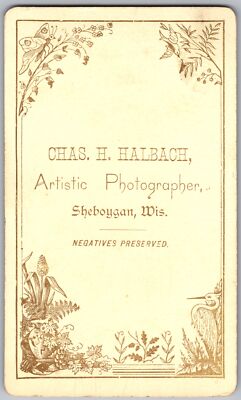 ANTIQUE CDV CIRCA 1870S CHAS. H. HALBACH YOUNG BOY IN SUIT SHEBOYGAN WISCONSIN — additional view