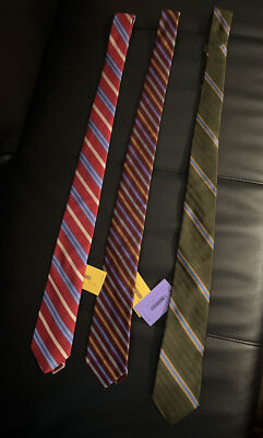Lot Of Three 3 NEW Tom James Mens Ties Neckties Silk Made in USA NEW WITH TAGS