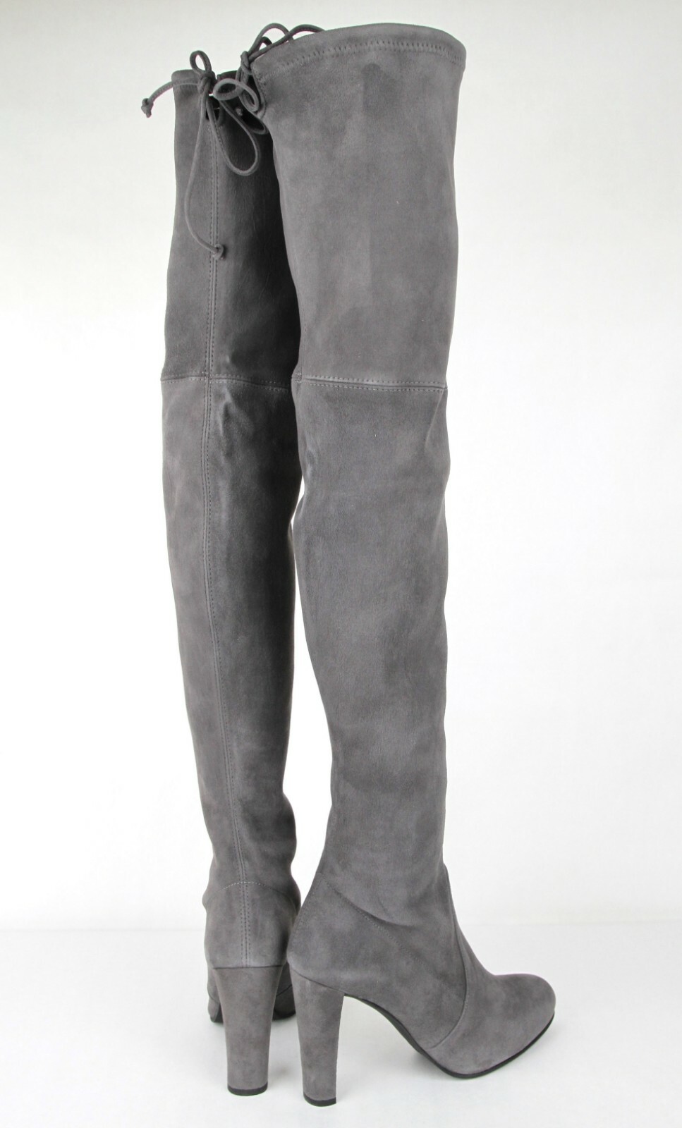 Pre-owned Stuart Weitzman $798  Women's Highland Slate Suede Over-the-knee Boot In Gray