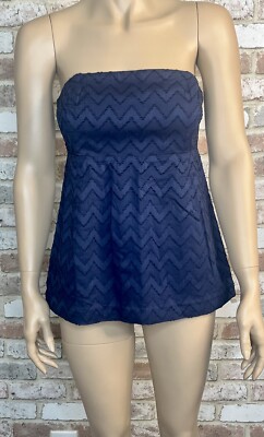 Vineyard Vines Womens Strapless Tube Top Size 4 Chevron Navy Blue