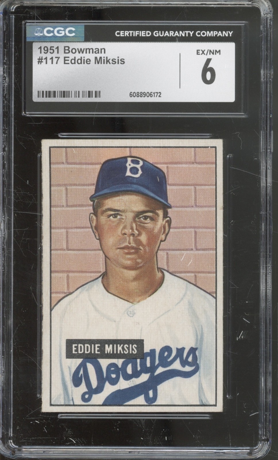 1951 Bowman Baseball Set-Break #117 Eddie Miksis RC Rookie EX-NM CGC 6