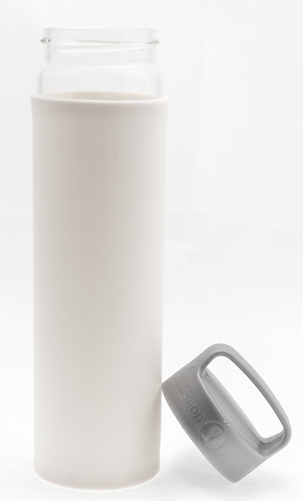 Lululemon Glass Waterbottle White Silicone Sleeve