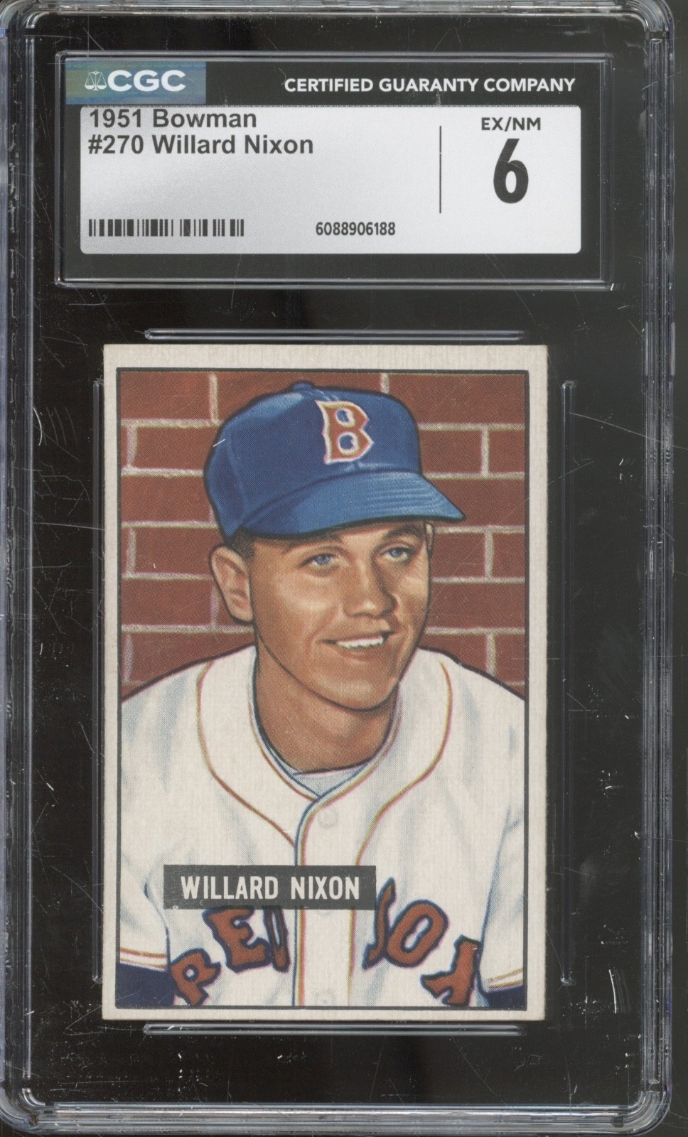 1951 Bowman Baseball Set-Break #270 Willard Nixon RC Rookie EX-NM CGC 6