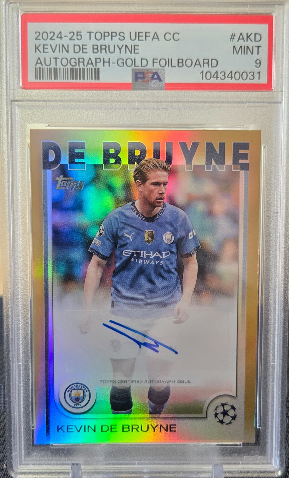 サッカー 25シリ サイン de bruyne topps auto デブライネ 2024-25 Topps UCC Flagship KEVIN DE BRUYNE AUTO Gold /50 PSA