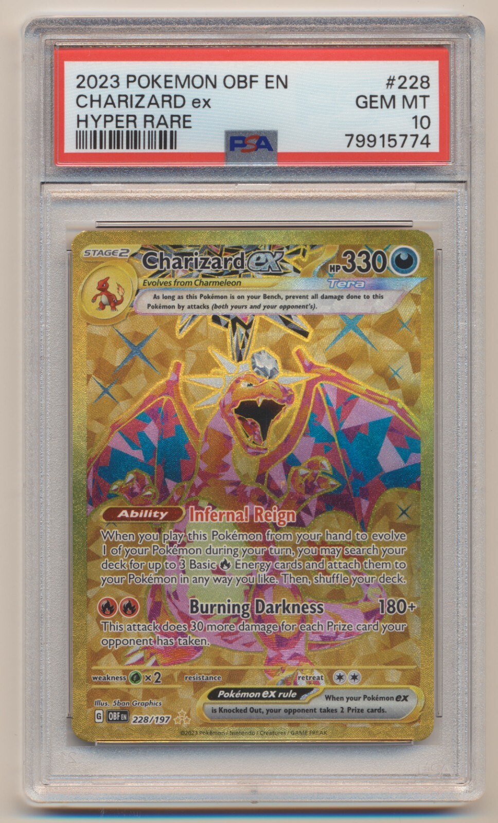 PSA 10 Pokemon Obsidian Flames Hyper Rare Charizard EX 228 PSA 10 Pokemon Obsidian Flames Hyper Rare Charizard EX 228