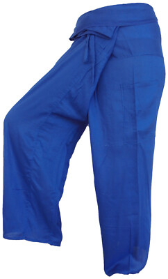 Navy Blue Thai Fisherman Pants: Lightweight, Contemporary Unisex Trousers yoga