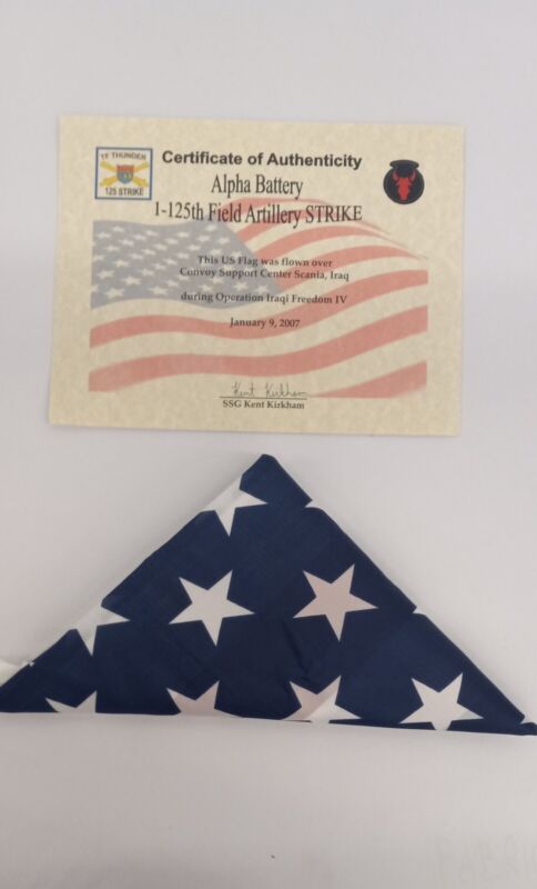 American Flag Flown during Operation Iraq Freedom 2007 with COA