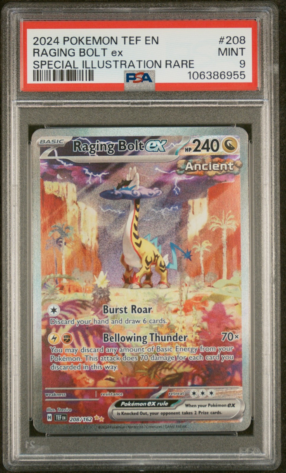 RAGING BOLT EX 208/162 SIR 2024 POKEMON TEMPORAL FORCES PSA