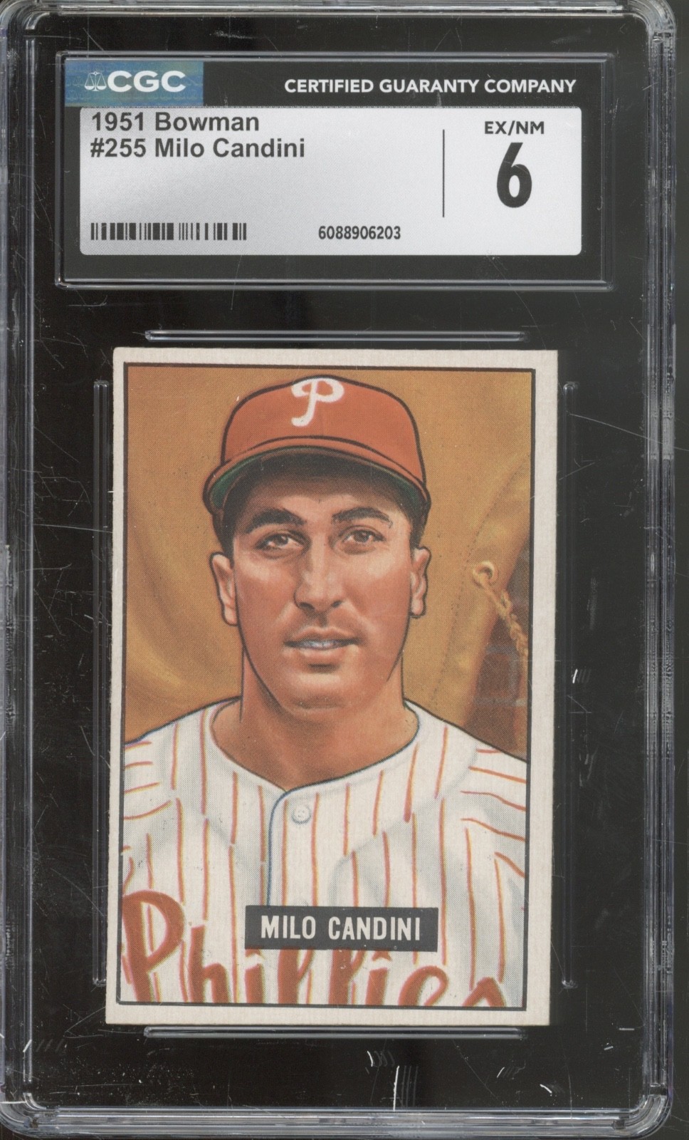 1951 Bowman Baseball Set-Break #255 Milo Candini EX-NM CGC 6