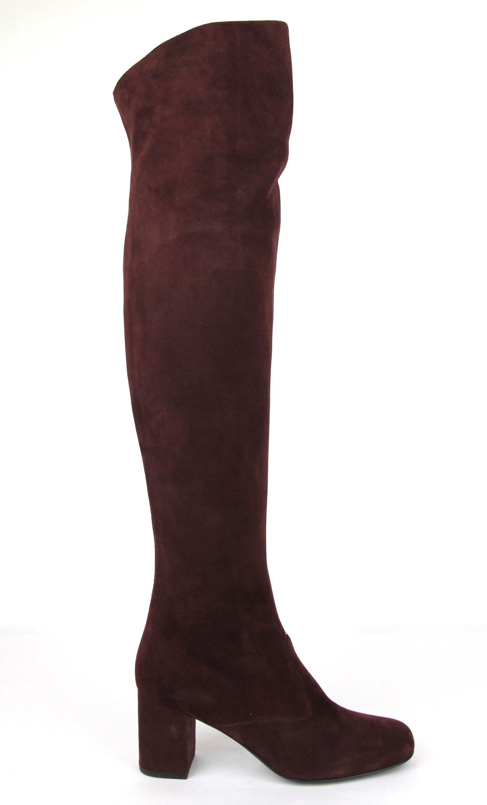 Pre-owned Saint Laurent Burgundy Suede Bb 70 Over-the-knee Boot 393826 6127 In Red