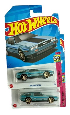 (2) NEW 2023 Hot Wheels Blue DMC Delorean The 80 s #8/10 101/250 HKG84 Diecast