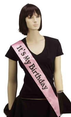 It's My Birthday Sash Adult Womens Party Happy Pink Outfit Accessory Celebration