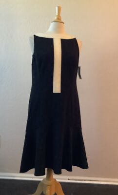 Donna Morgan Black White Sheath Sleeveless Dress Sz 14