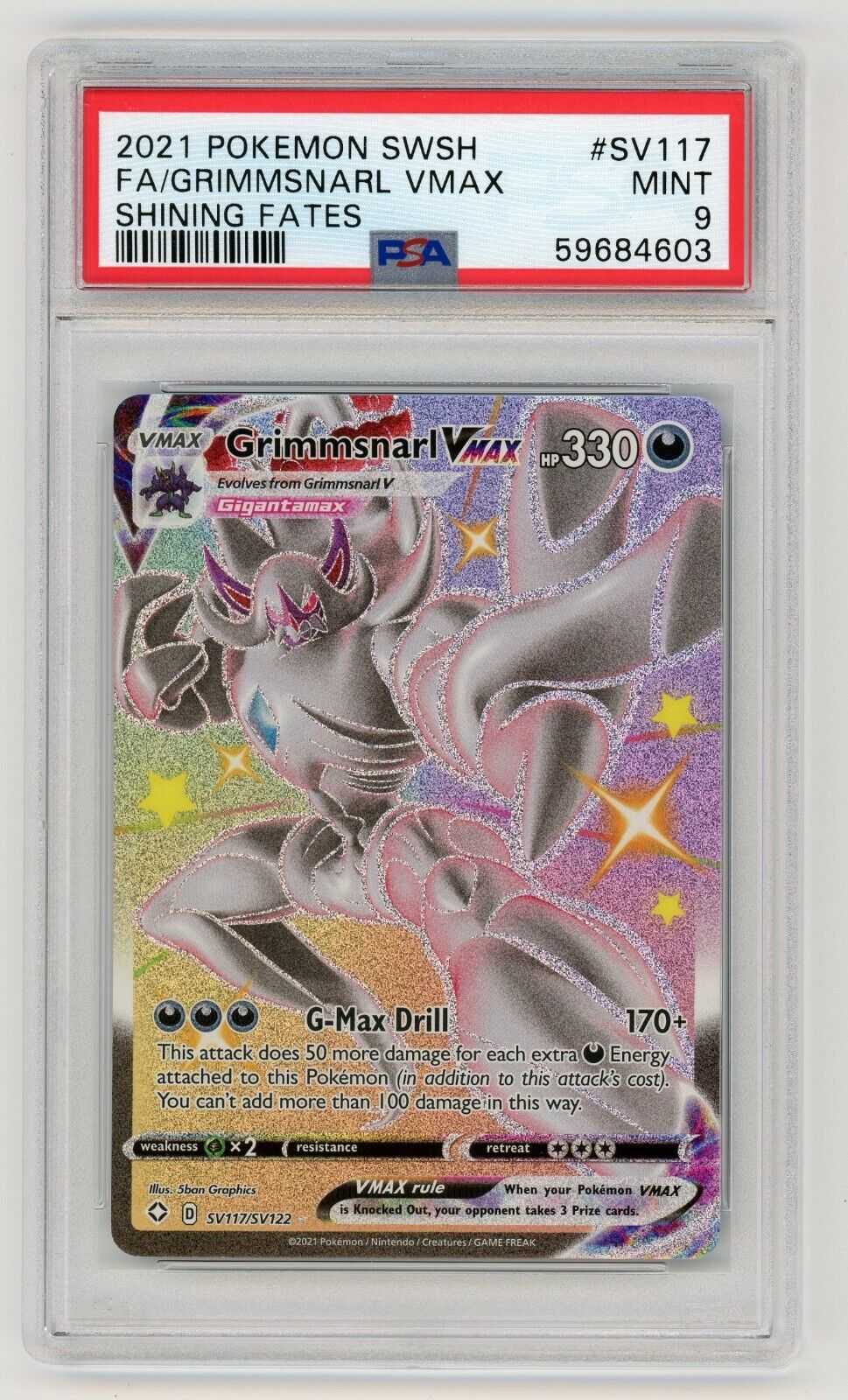 Pokemon Card Grimmsnarl VMAX SV117/SV122 Holo Shining Fates Pokemon Card Grimmsnarl VMAX SV117/SV122 Holo Shining Fates