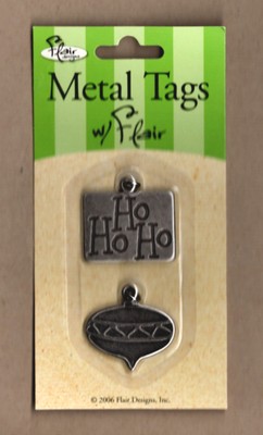 Flair HO HO HO 2PC METAL TAG SET scrapbooking