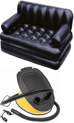Inflatable Double 5 in 1 Air Bed Lounger Sofa Couch Mattress Airbed Foot Pump