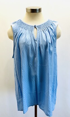 NWT CROFT&BARROW Women Sleeveless Pullover Keyhole Neckline Blue Shirt Size XXL