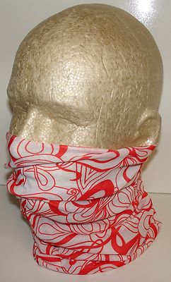 Red White Fashion Tubular Multi Function Headwear Balaclava Beanie Cap Scarf