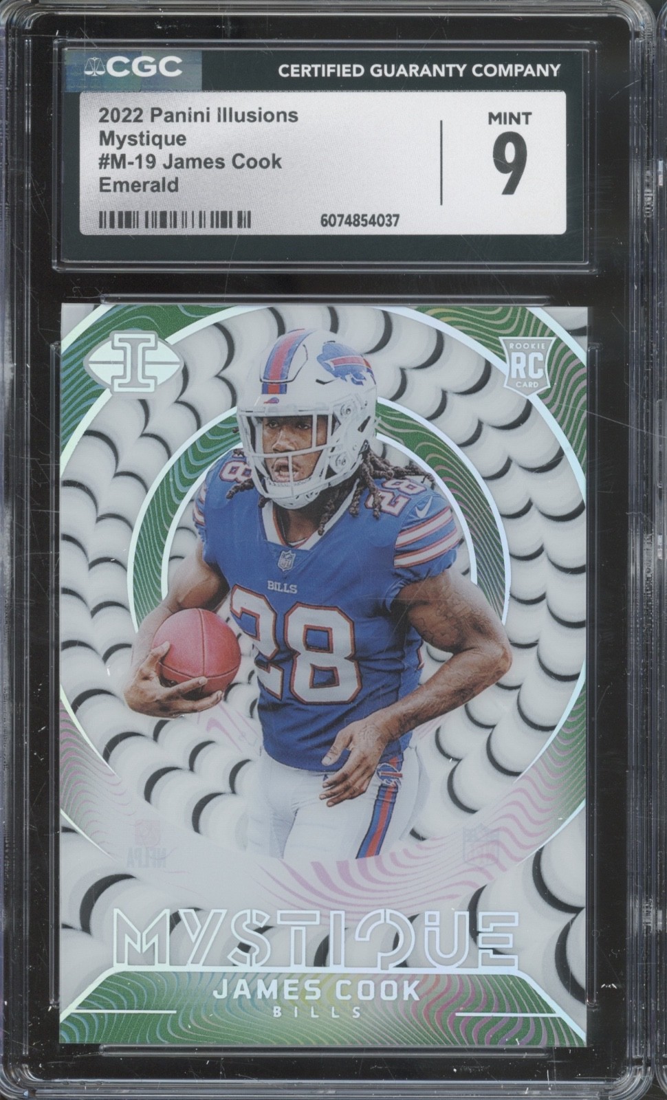 2022 Panini Illusions Mystique Emerald James Cook RC Rookie Mint CGC 9