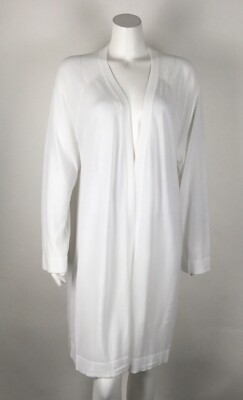 Eileen Fisher Women s NWT $318 Simple Long Cardigan PLUS 1X, 2X White Open Front