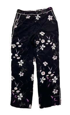 Closed Milla Silk Trouser Womens Size 28 Black Floral Straight High Rise Lined