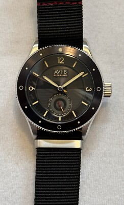 AVI-8 Flyboy Airmaster Sector Meca-Quartz Raven Black Men's Watch AV-4112-01 New
