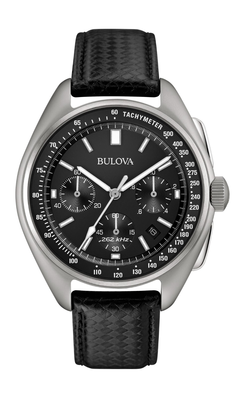 Архивная серия Bulova Lunar Pilot Кварцевые мужские часы из черной кожи 45 ММ 96B251