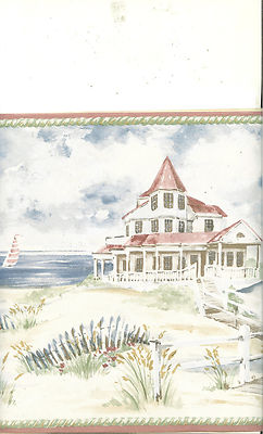HOME ON THE BEACH, SEASIDE SCENERY WALLPAPER BORDER