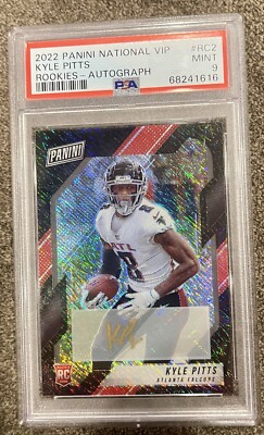  2021 Panini National VIP KYLE PITTS Black Shimmer Rc Gold Auto 1/5  RC2 PSA 9