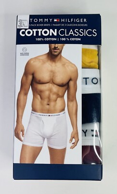 Tommy Hilfiger Boxer Briefs Cotton 3 Pack Men's Underwear Classic Size S - M NEW