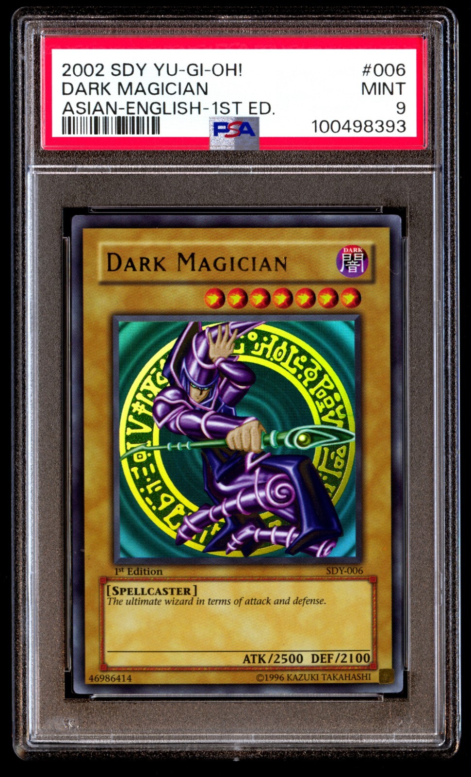 PSA 9 Mint Dark Magician SDY-006 1st ED Asian English 2002