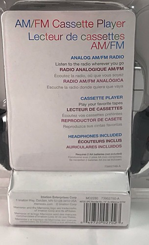 Vintage Memorex Portable Cassette Player with AM FM Radio And Headphones NEW