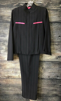 NWOT Courtenay Women s 10 Career Suit Black Pink Pinstripe Full Zipper See Pics.