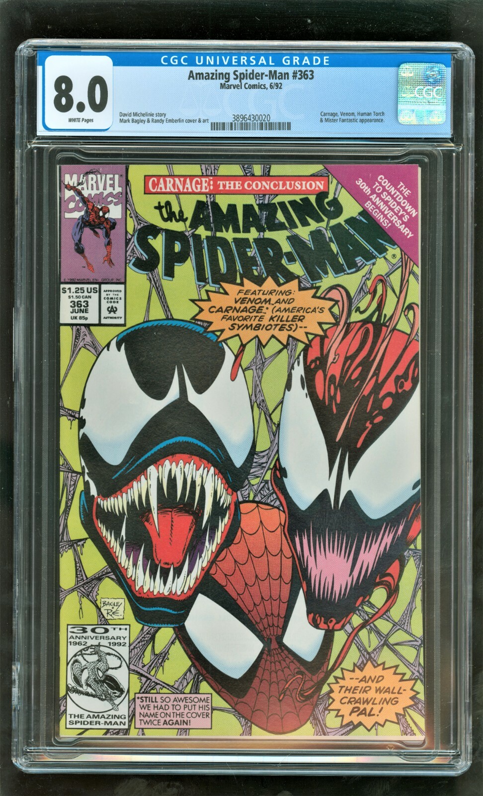 CGC 8.0 AMAZING SPIDER-MAN #363 MARVEL COMICS 1992 3RD